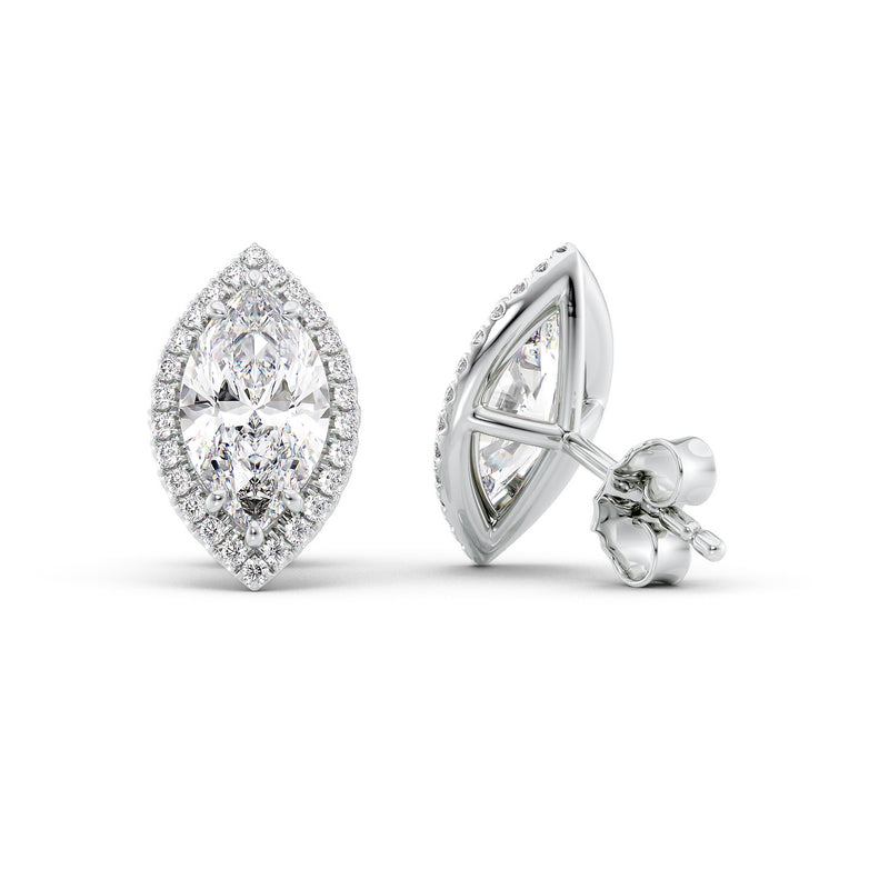 Marquise Diamond Halo Stud Earrings