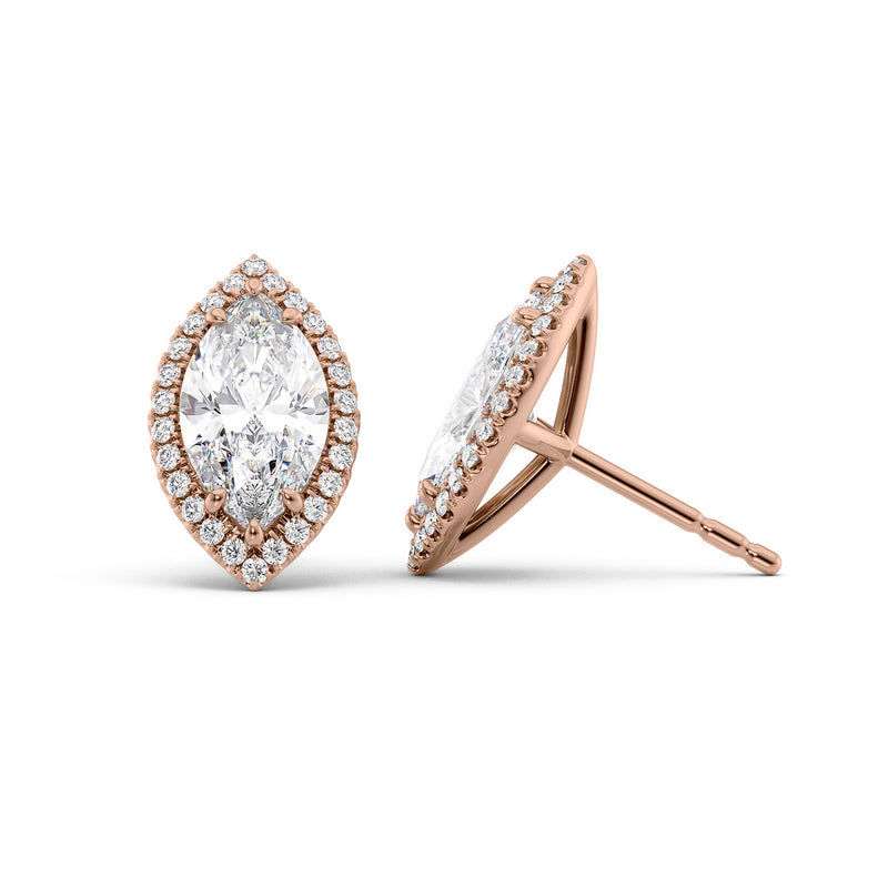 Marquise Diamond Halo Stud Earrings