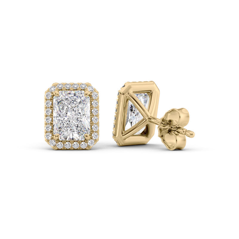 Radiant Diamond Halo Stud Earrings