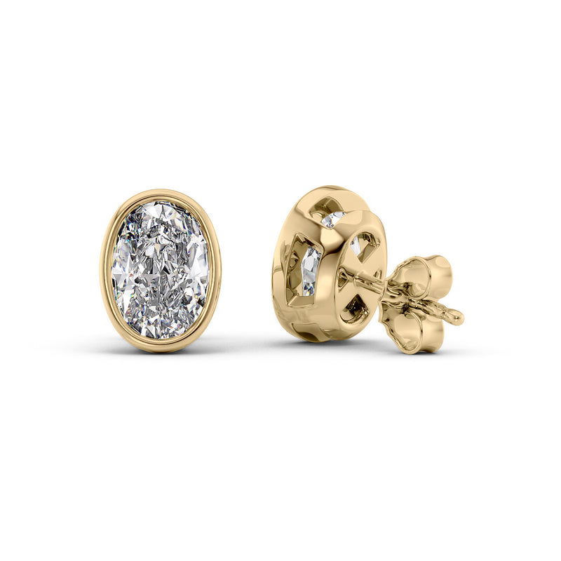 Oval Cut Diamond Bezel Stud Earrings IGI Certified