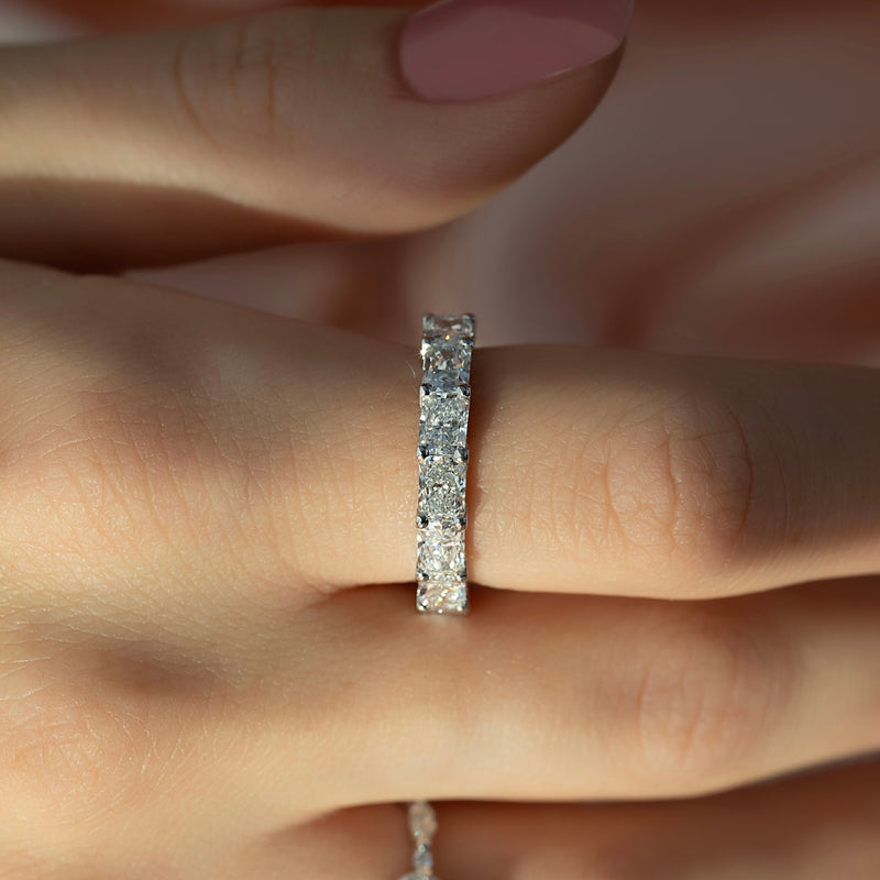 East West Radiant Diamond U Pave Prong Eternity Ring