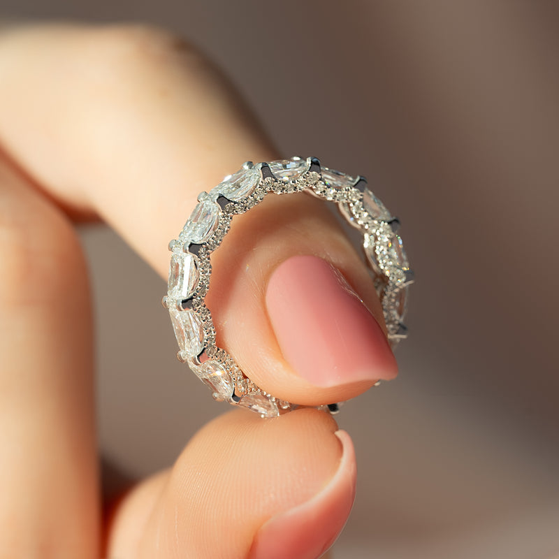 East West Radiant Diamond U Pave Prong Eternity Ring