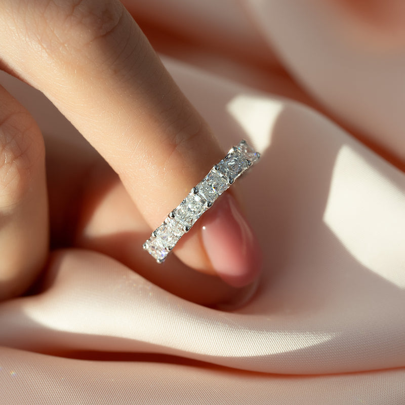 East West Radiant Diamond U Pave Prong Eternity Ring