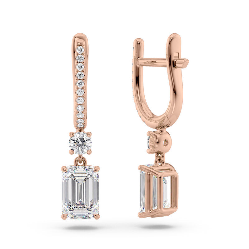 Emerald Diamond Drop Earrings
