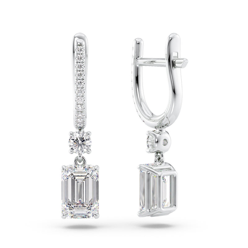 Emerald Diamond Drop Earrings