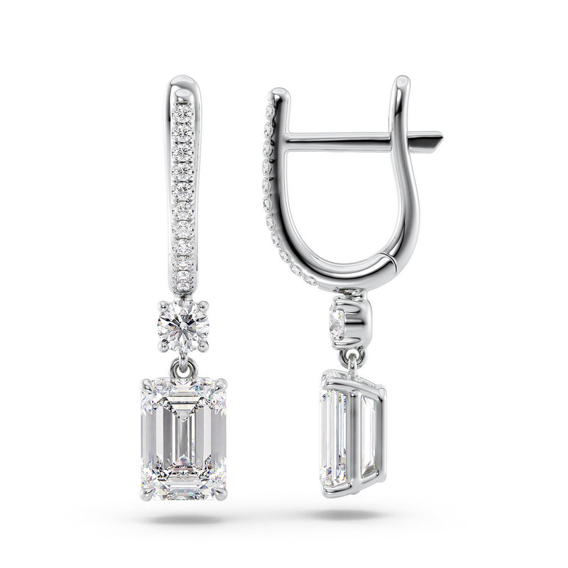 Emerald Diamond Drop Earrings