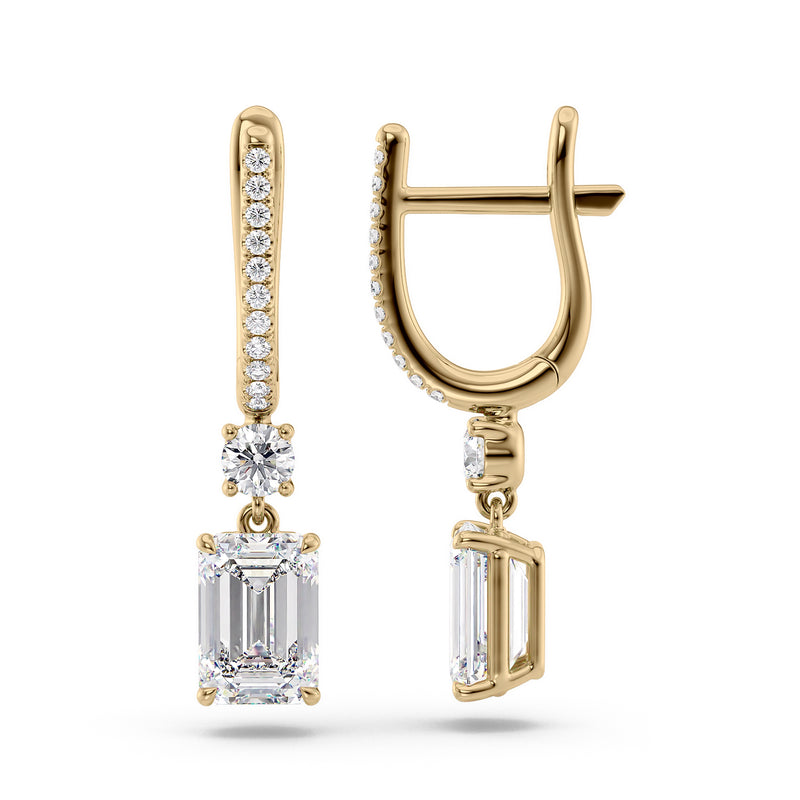 Emerald Diamond Drop Earrings