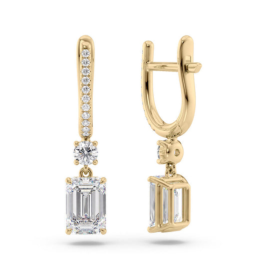 Emerald Diamond Drop Earrings