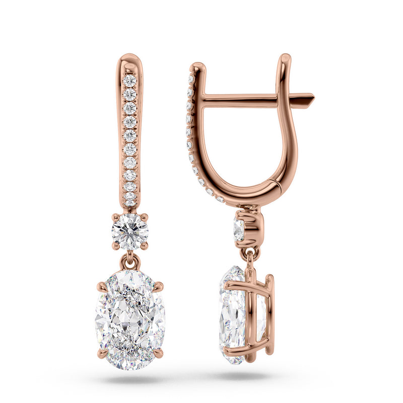 Oval Diamond Drop Earrings