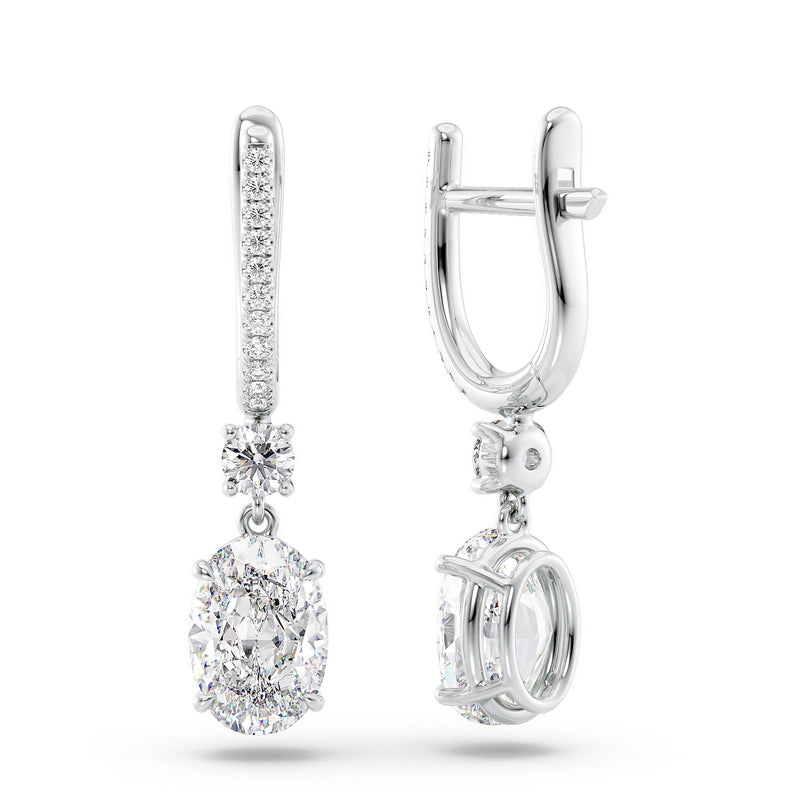 Oval Diamond Drop Earrings