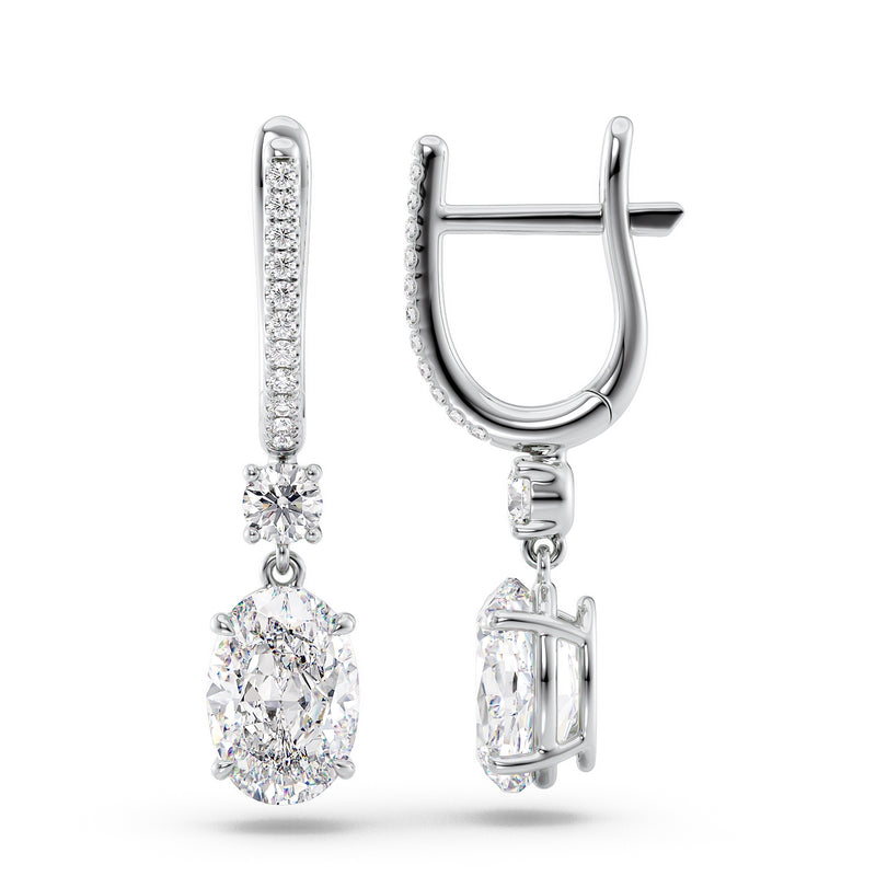 Oval Diamond Drop Earrings