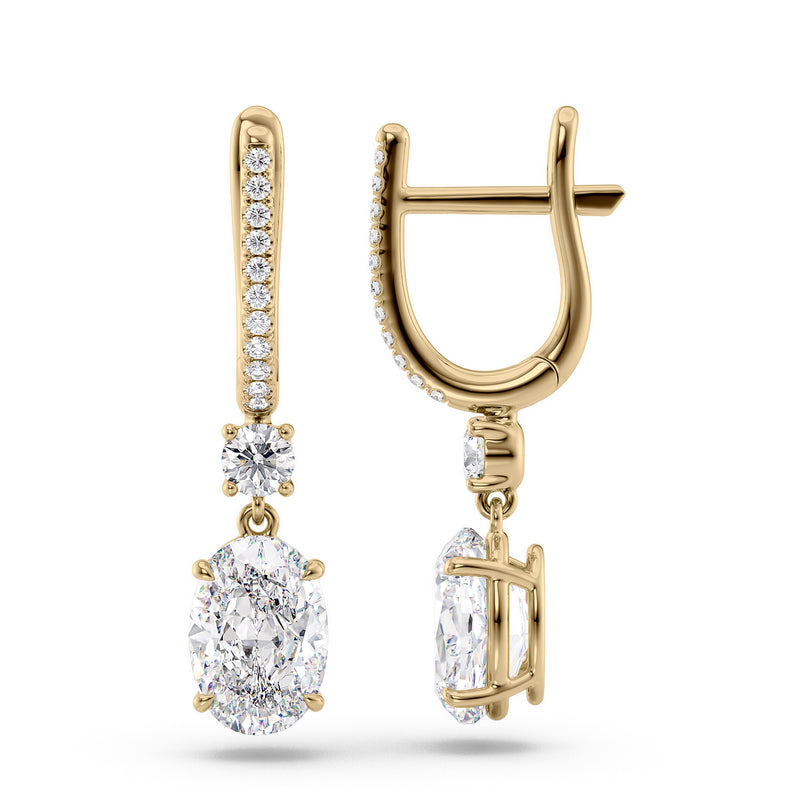 Oval Diamond Drop Earrings