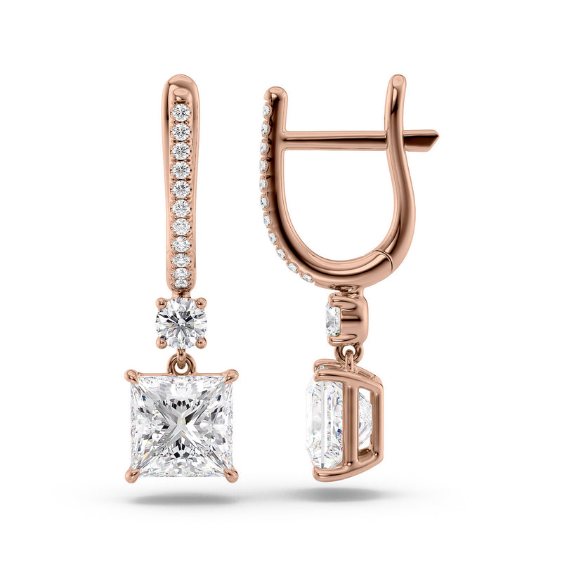 Princess Diamond Drop Earrings