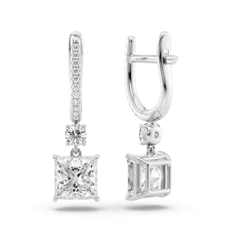 Princess Diamond Drop Earrings