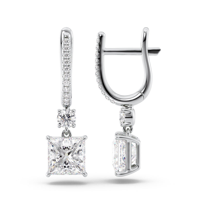 Princess Diamond Drop Earrings