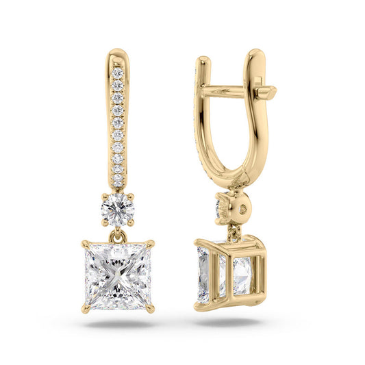 Princess Diamond Drop Earrings