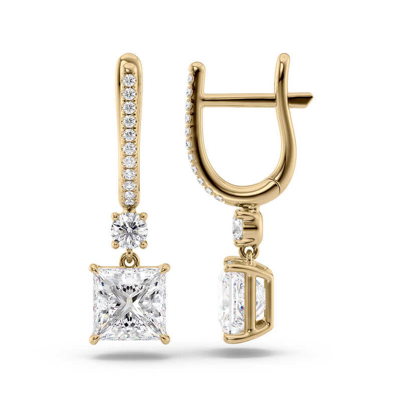 Princess Diamond Drop Earrings