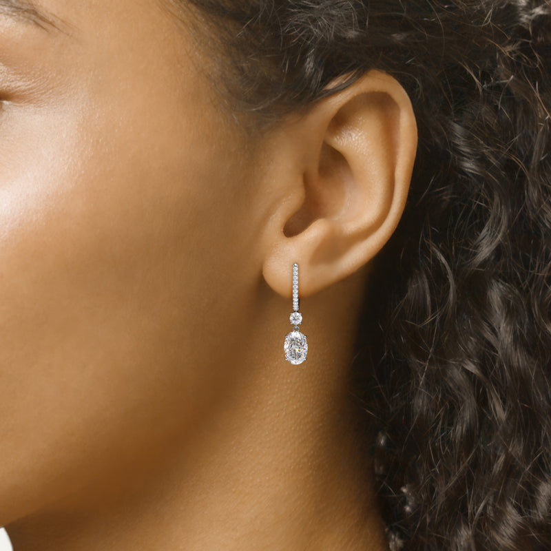 Oval Diamond Drop Earrings