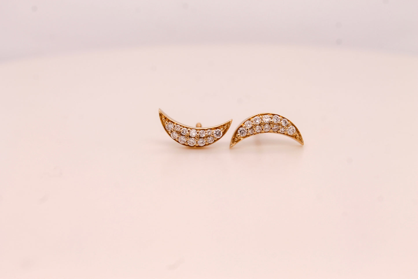 Diamond Crescent Moon Studs