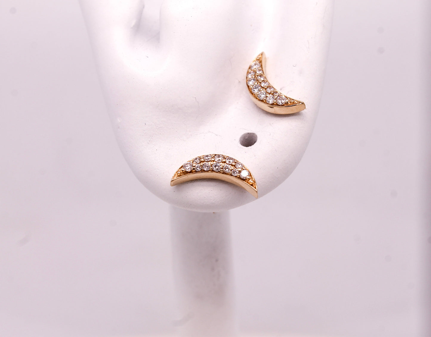 Diamond Crescent Moon Studs