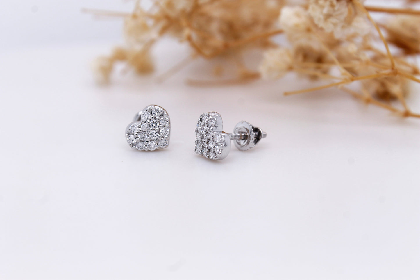 Diamond Fancy Heart Stud Earrings