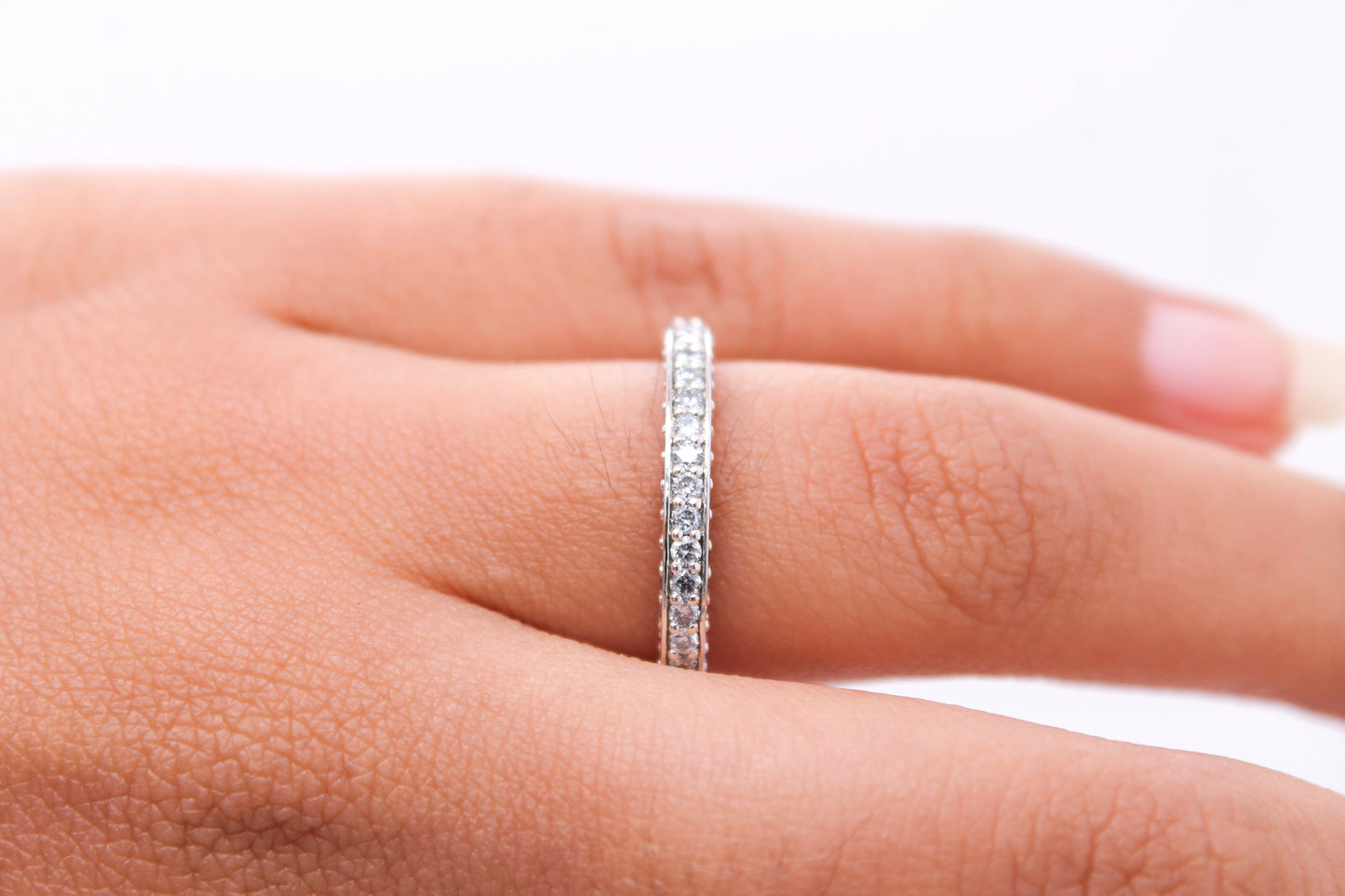 925 Silver CVD Diamond Eternity Band
