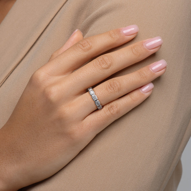 East West Radiant Dimond Bezel Eternity Ring
