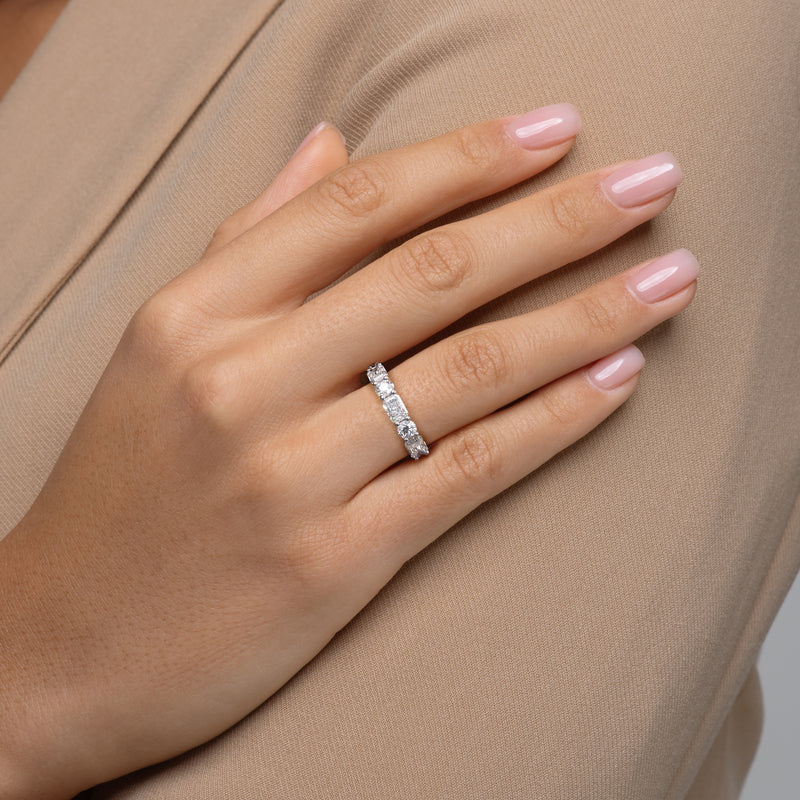 Radiant and Round Diamond U Prong Eternity Ring