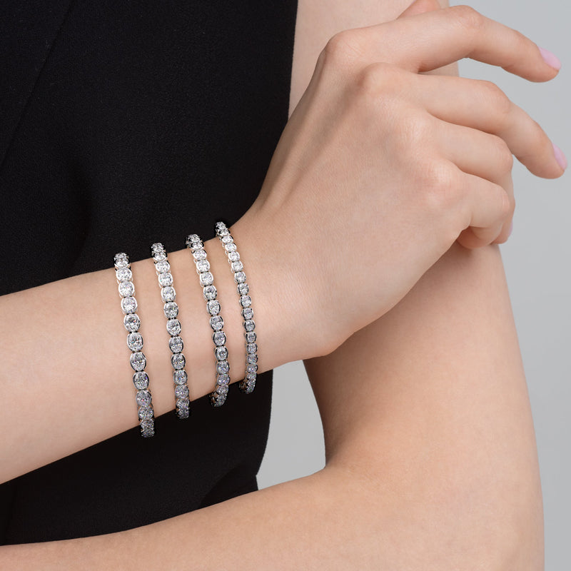 East West Half Bezel Oval Tennis Bracelet