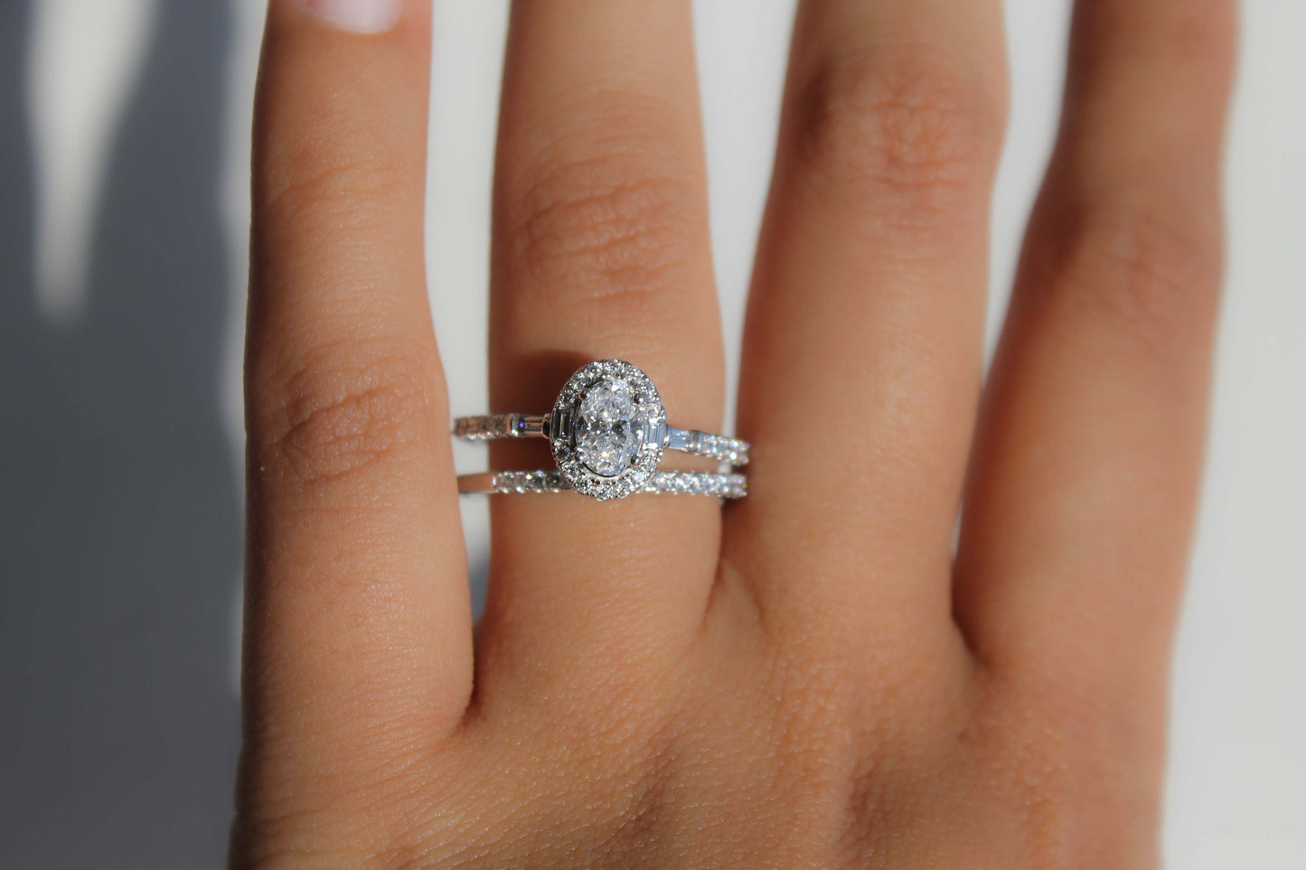 Oval-Cut Diamond Engagement Ring Set