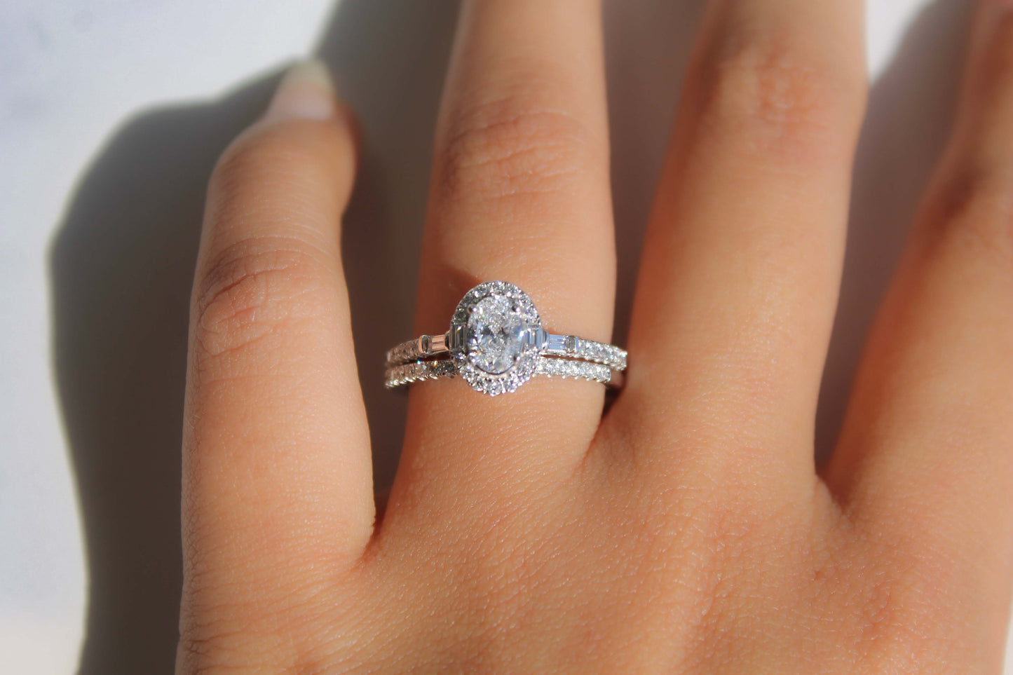 Oval-Cut Diamond Engagement Ring Set
