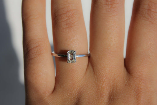 14K Emerald-Cut Diamond Engagement Ring