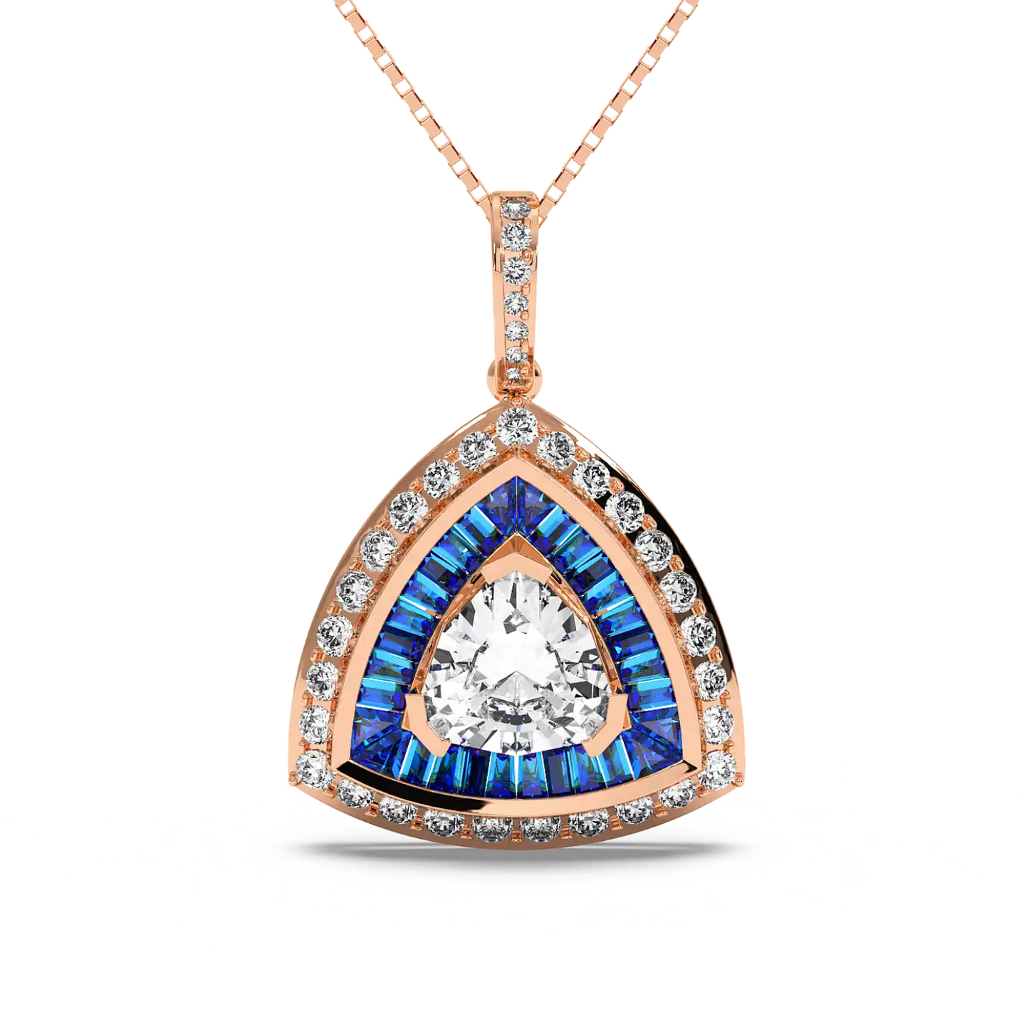 Azure Trillion Halo Pendant