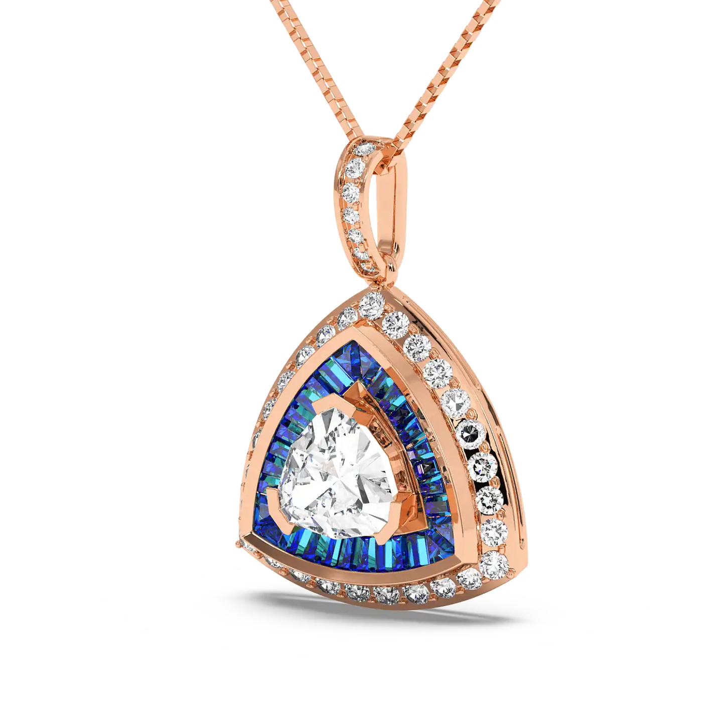 Azure Trillion Halo Pendant