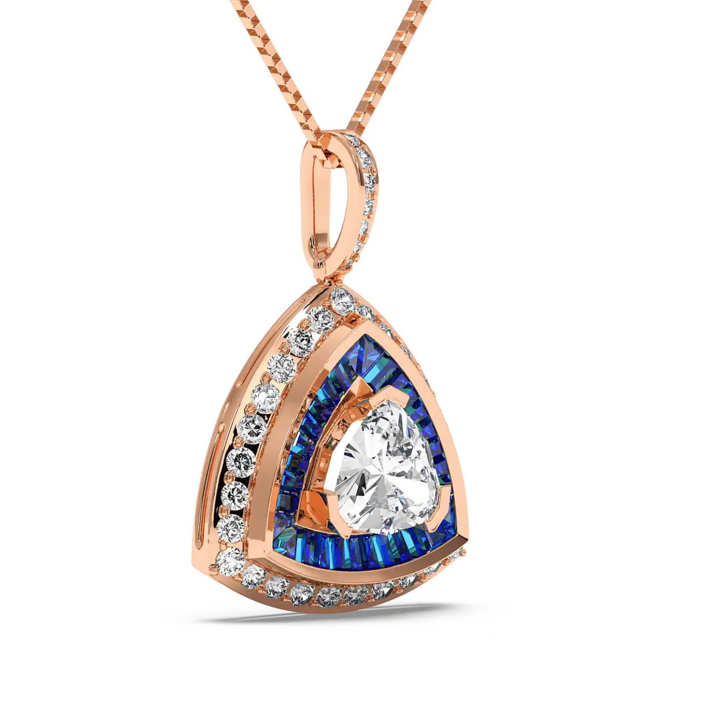 Azure Trillion Halo Pendant