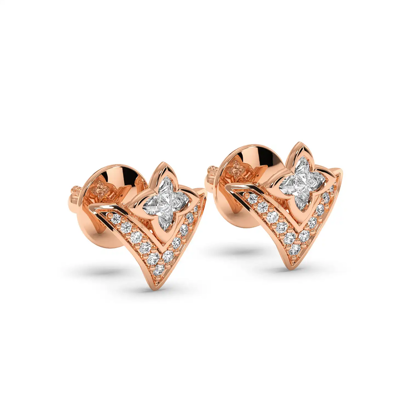 Floral V-Stud Earrings