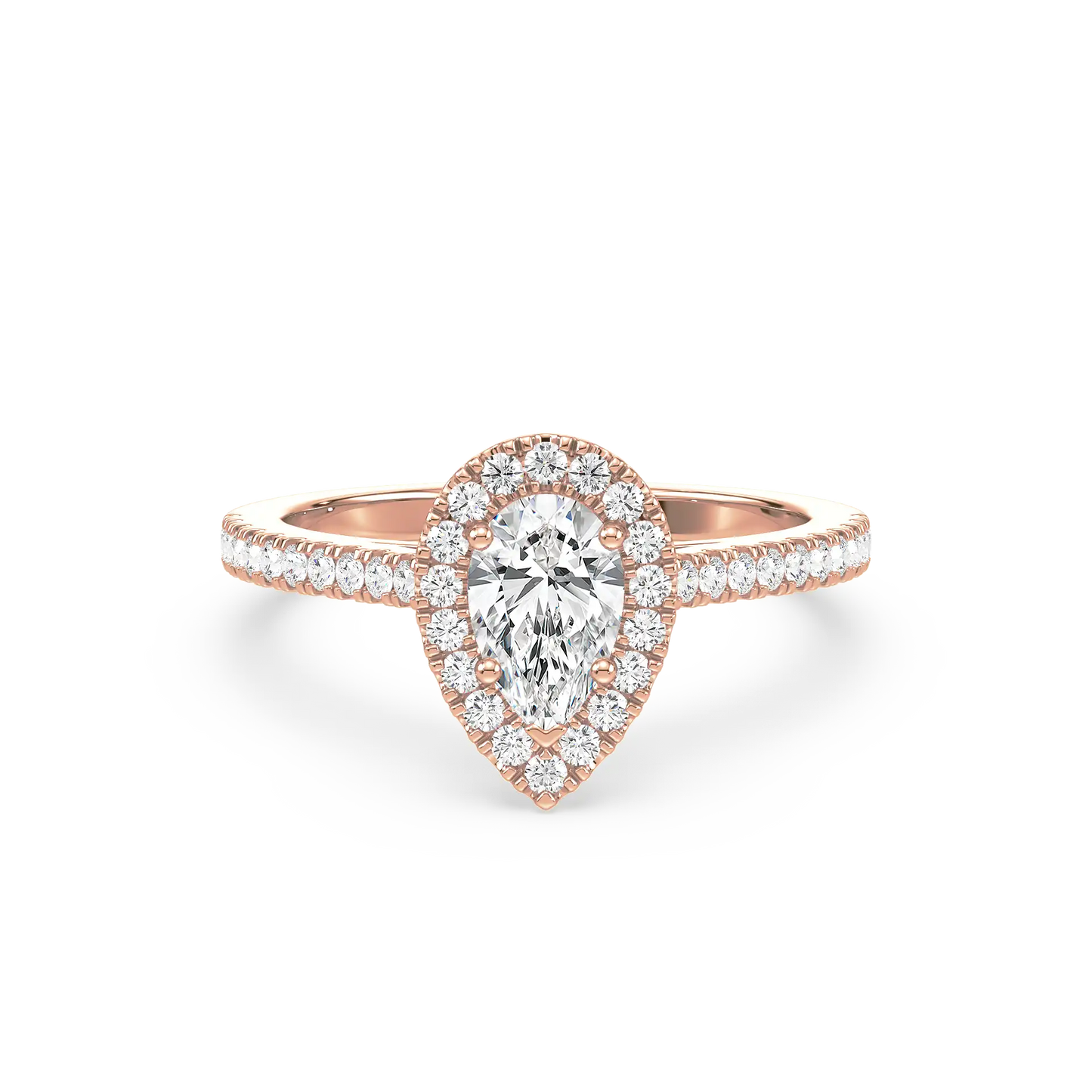 Solitaire Halo Ring - Pear