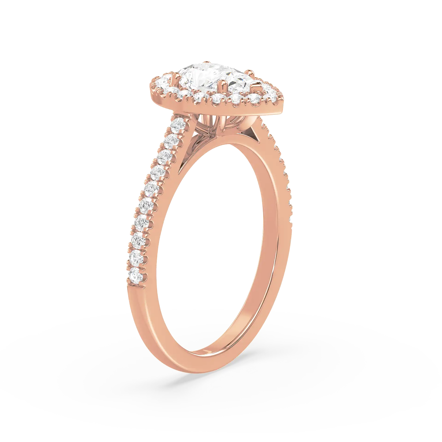 Solitaire Halo Ring - Pear
