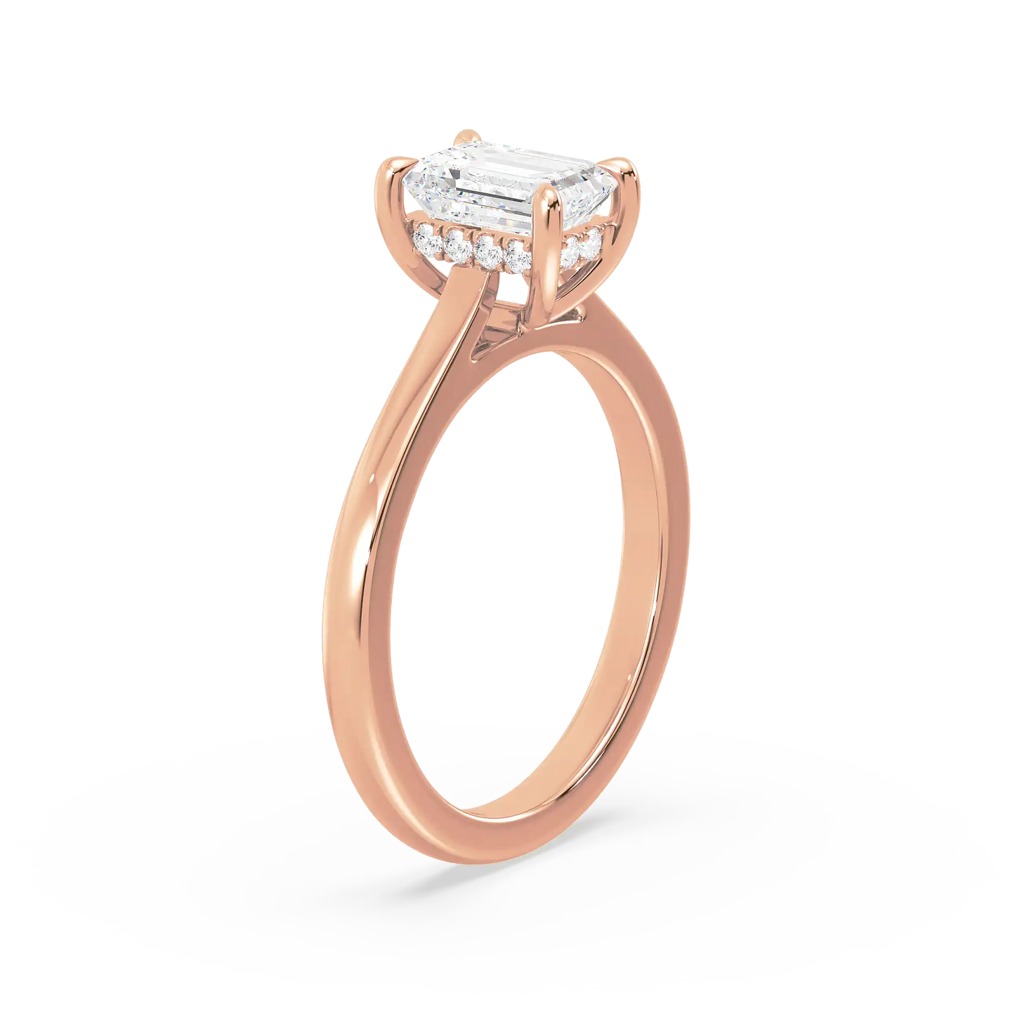 Solitaire Hidden Halo Ring - Emerald