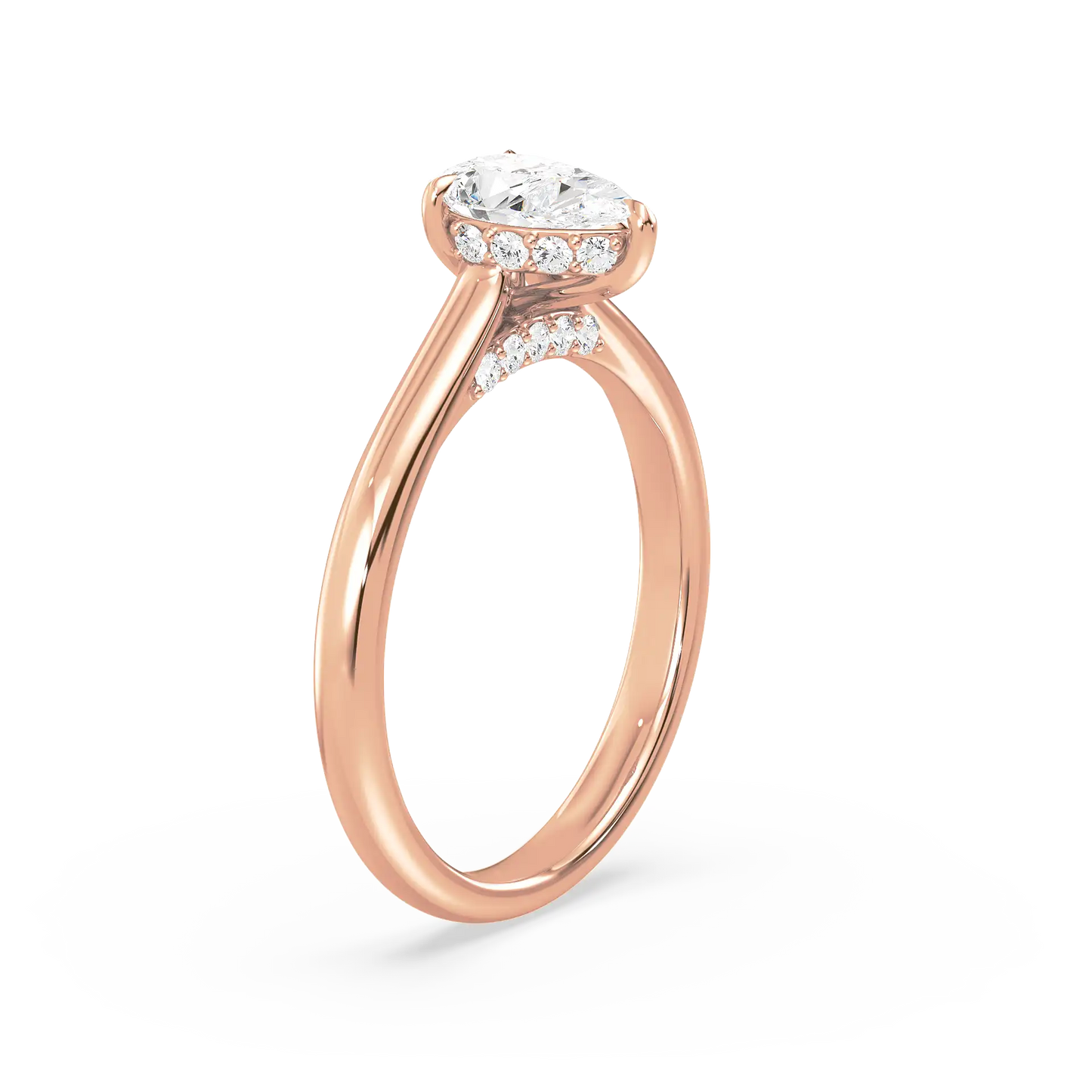 Solitaire Hidden Halo Ring - Pear