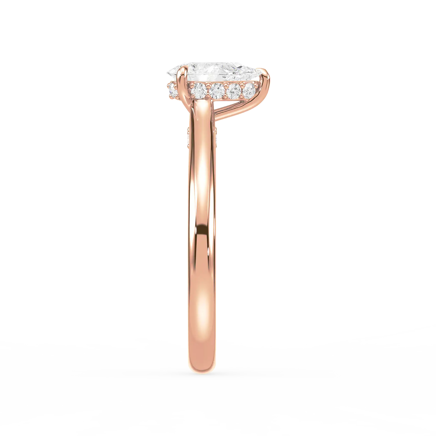 Solitaire Hidden Halo Ring - Pear