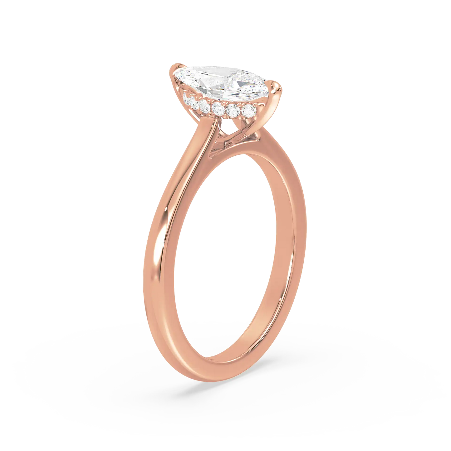 Solitaire Hidden Halo Ring - Marquise