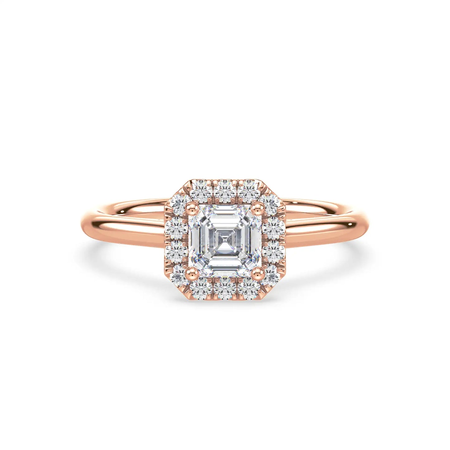 Solitaire Halo Ring - Asscher