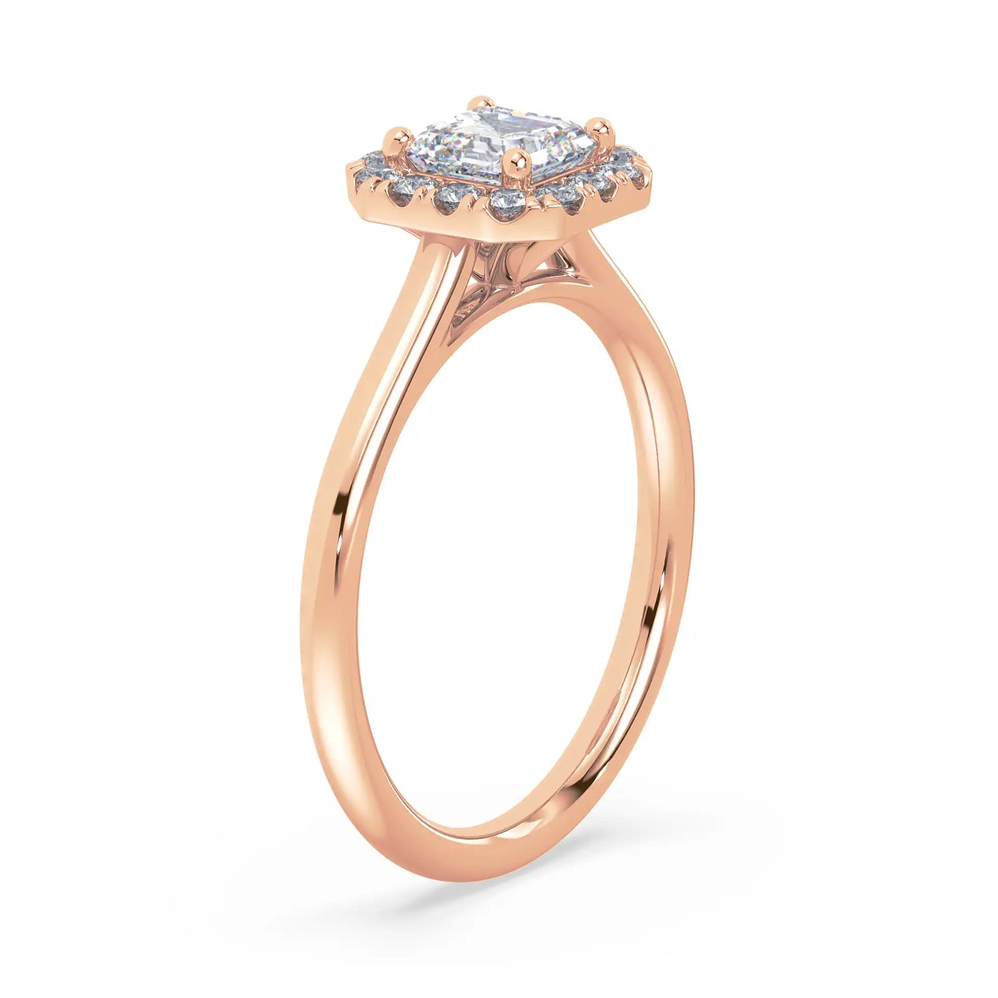 Solitaire Halo Ring - Asscher