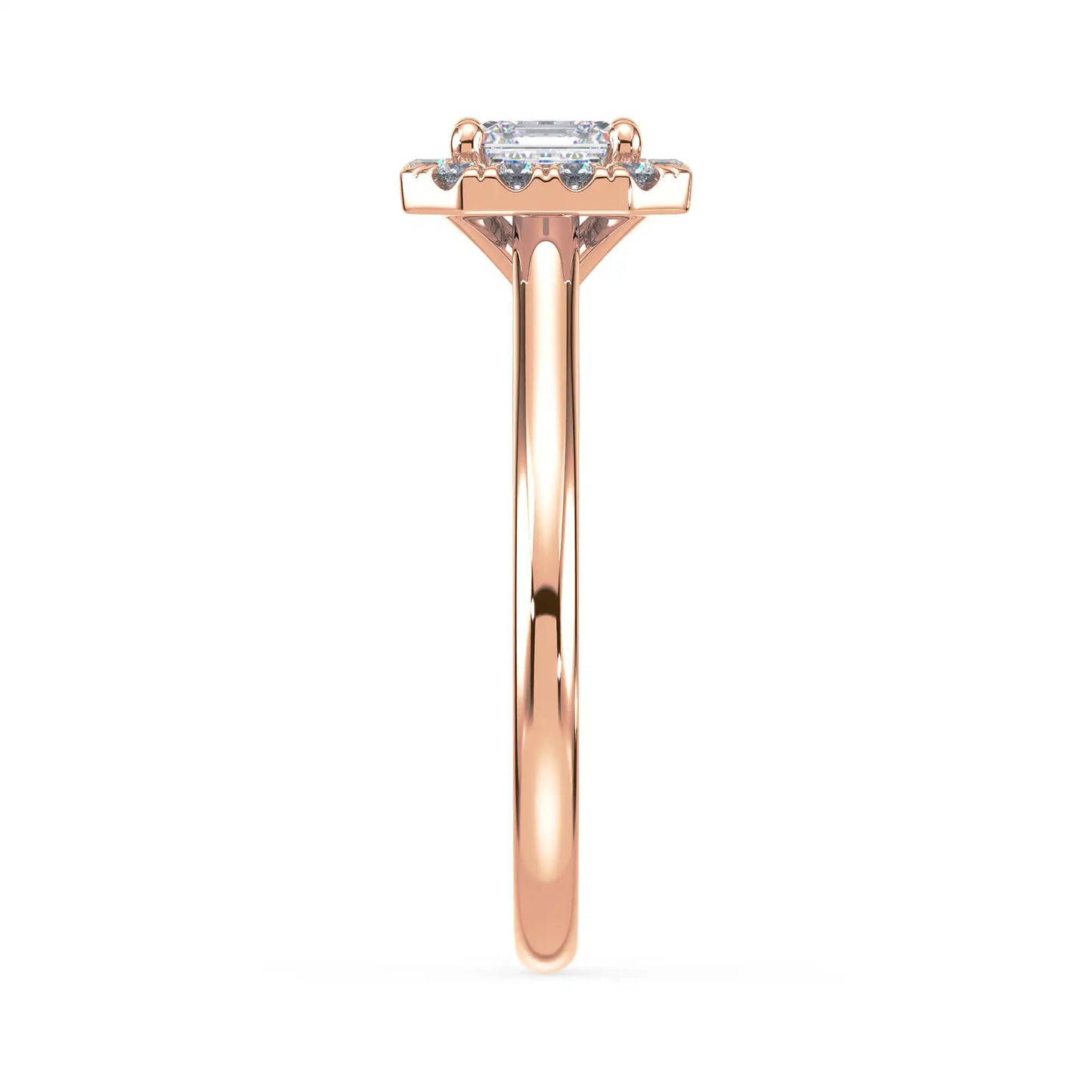 Solitaire Halo Ring - Asscher