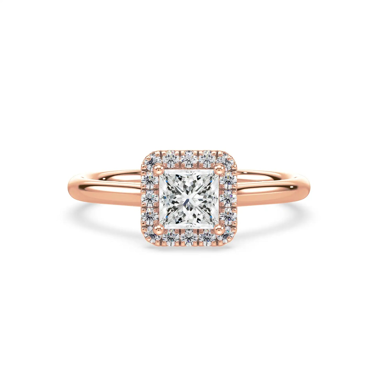 Solitaire Halo Ring - Princess