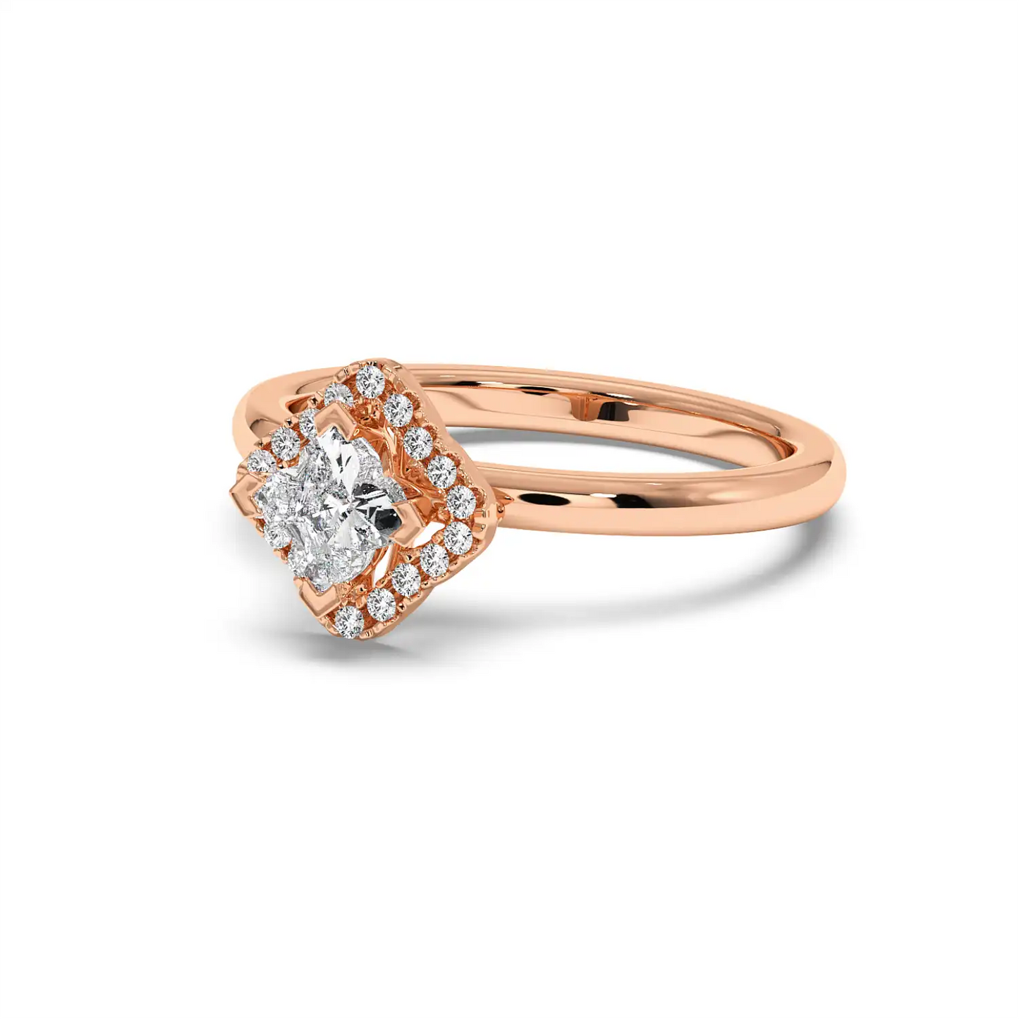 Solitaire Halo Ring - Floral