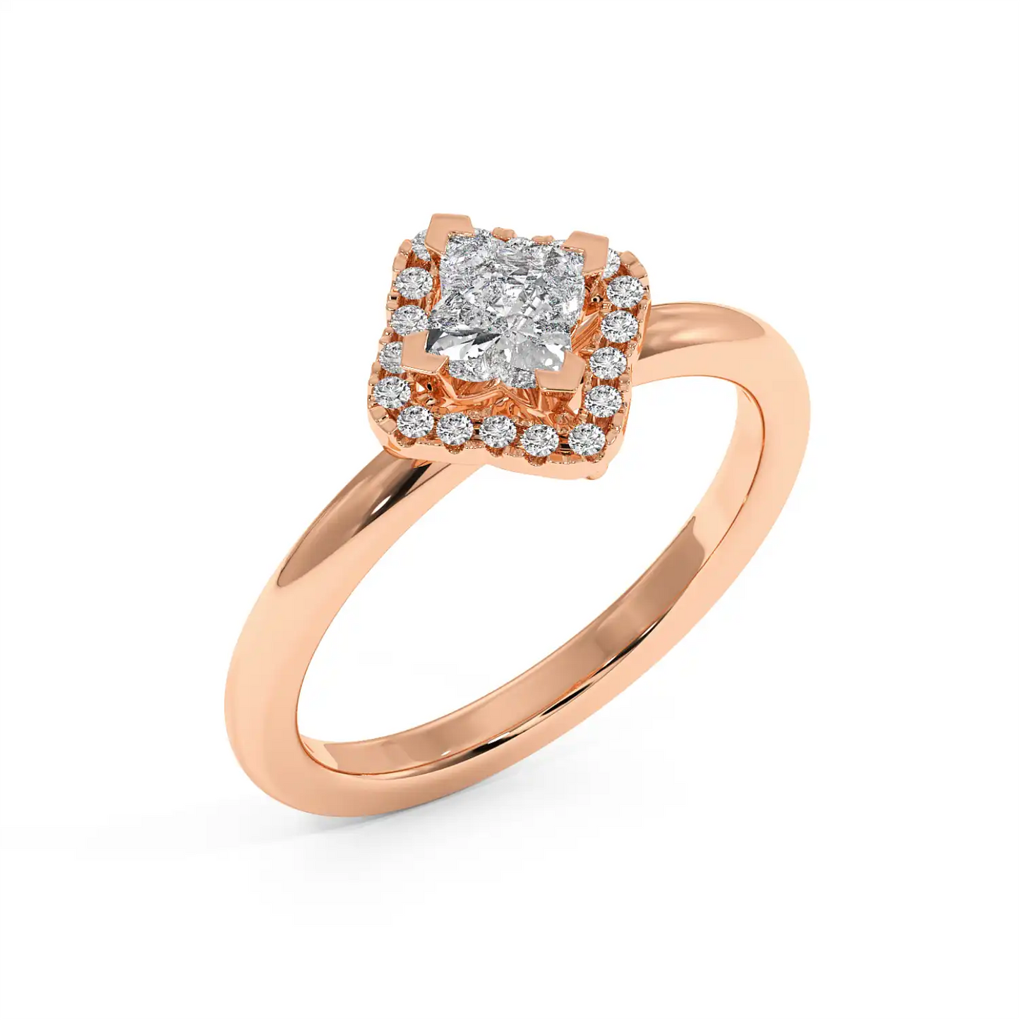 Solitaire Halo Ring - Floral