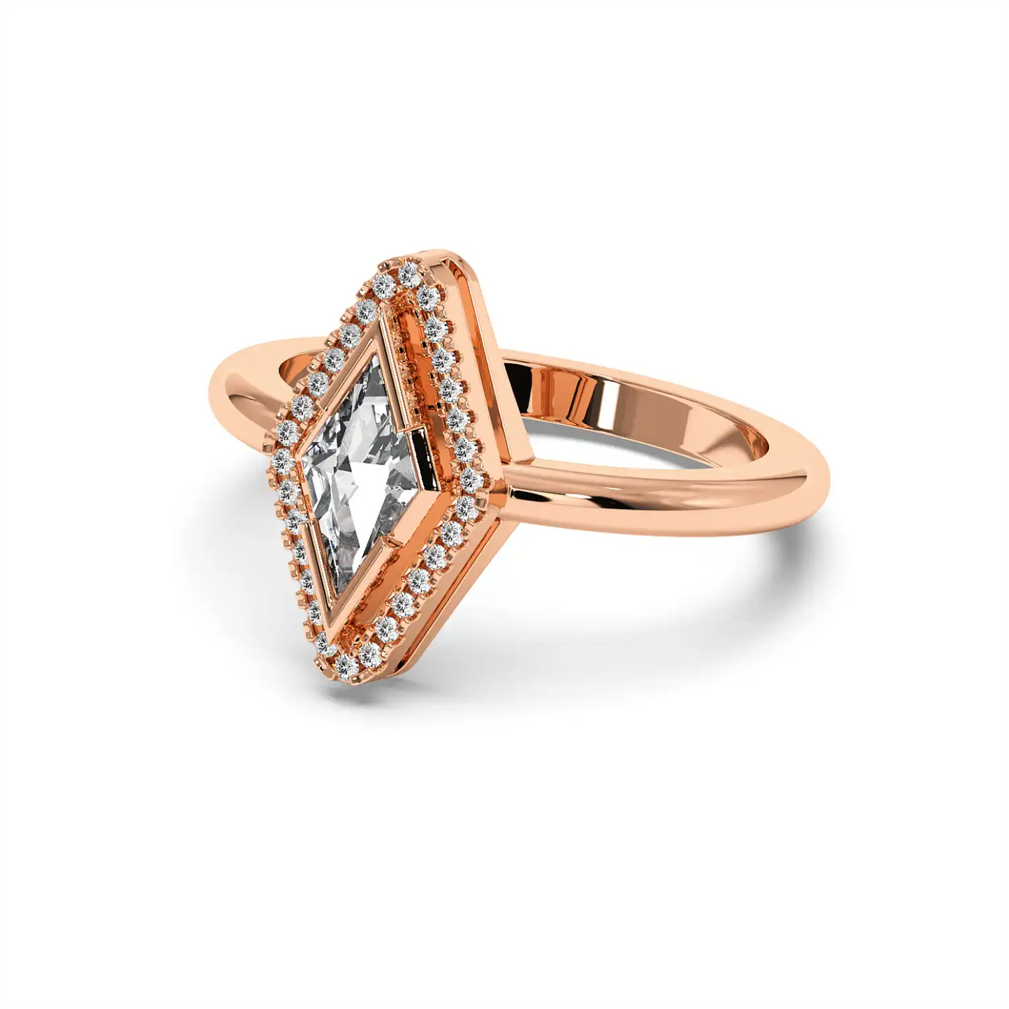 Solitaire Halo Ring - Lozenge