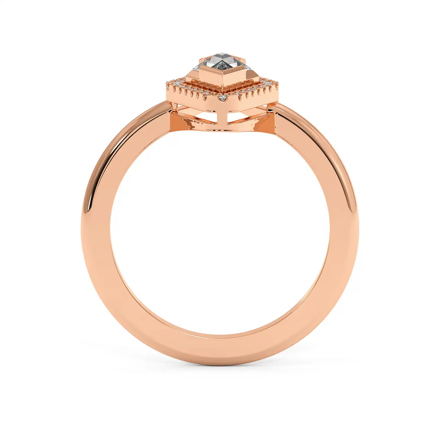 Solitaire Halo Ring - Lozenge